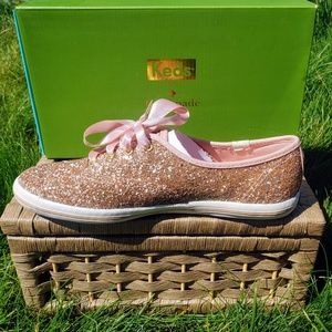 Kate Spade Rose Gold Glitter Sneakers LN